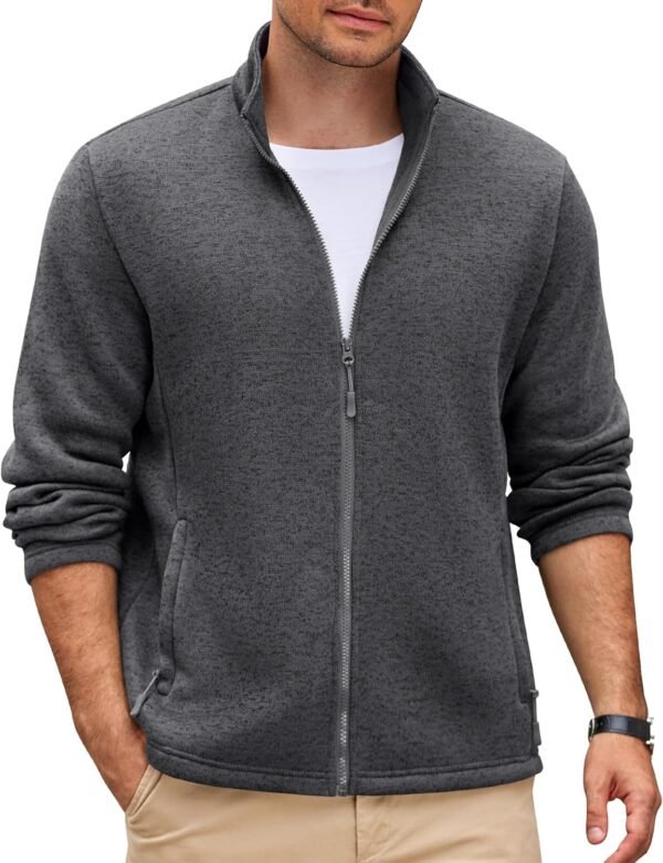 Mens Fleece Jacket Zip Up Lightweight Sweater Jackets Casual Warm with Pockets for Home Office Hiking