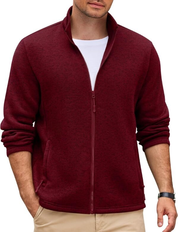 Mens Fleece Jacket Zip Up Lightweight Sweater Jackets Casual Warm with Pockets for Home Office Hiking