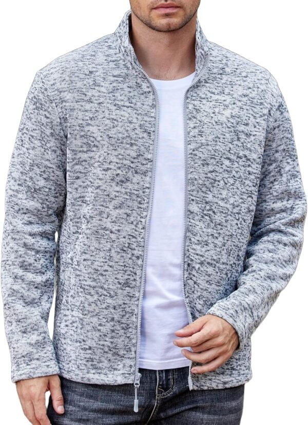 Mens Fleece Jacket Zip Up Lightweight Sweater Jackets Casual Warm with Pockets for Home Office Hiking
