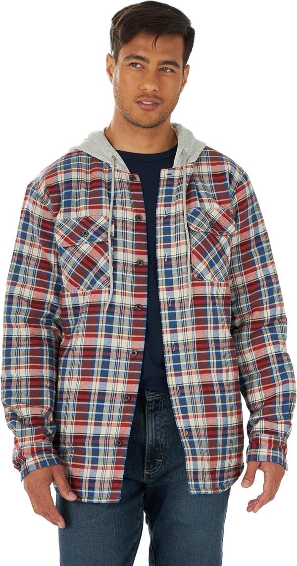 91sKIM_ihaL._AC_SL1500 Men's Long Sleeve Quilted Lined Flannel Shirt Jacket with Hood