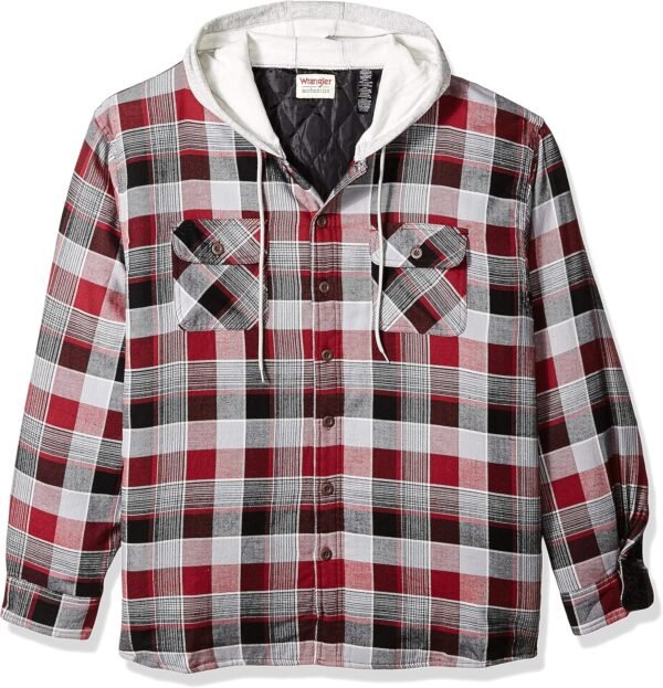 A1TR2w-J0mL._AC_SL1500 Men's Long Sleeve Quilted Lined Flannel Shirt Jacket with Hood