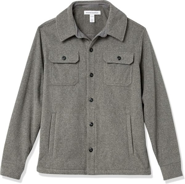 A1ajZfOX1vL._AC_SL1500 Mens Long-Sleeve Polar Fleece Shirt Jacket for Winter