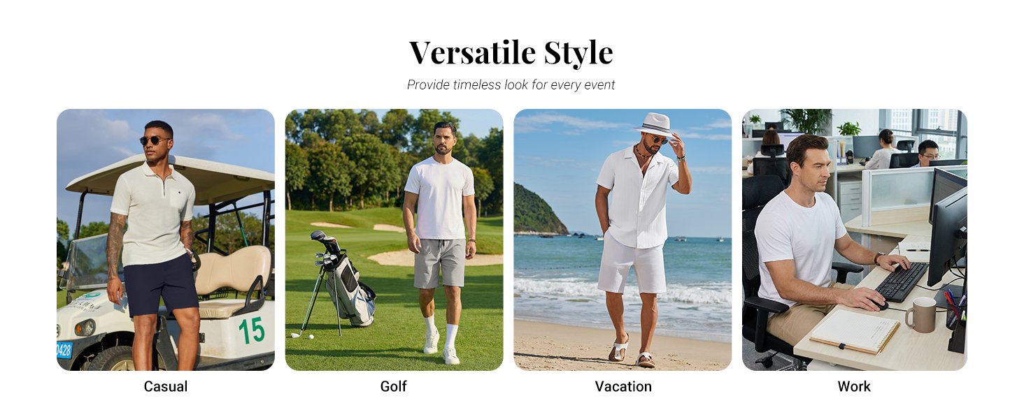 Men Casual Summer Beach Shorts Lightweight Cotton Shorts with Pockets